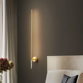 Nordic Cupru Lampă de Perete LED Benzi Simplu Tranșee Dormitor Living Mansarda Scara Hotel Bar Interior lumina de Perete Decor Acasă Corpuri