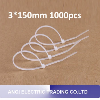 3*150mm 1000pcs/pachet alb cu auto-blocare cabluri nailon de înaltă calitate