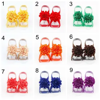 Yundfly 1 Pereche De Moda Pentru Copii Fete Grosgain Panglică Floare Ciufulit Desculț Sandale Nou-Născut Picior Ornamente Florale