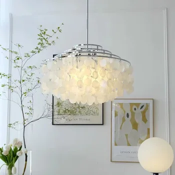 Franceză Retro Naturale Shell Living Candelabru Nordic Minimalist Modern, Dormitor, Sufragerie, Hol, Camera Copiilor Lampa