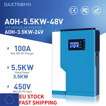 Daxtromn 5500W/3500W Hibrid Invertor Solar 5.5 kw MPPT 100A 450VDC PV de Intrare 220VAC 48VDC 3.5 kw 5.5 kw Hibrid Solar Inversor