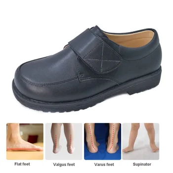 Ortoluckland Copii Sandale De Vara Baieti Negru Școală Pantofi Copii Uniformă Din Piele Încălțăminte Ortopedică Timp De 5 Până La 12 Ani