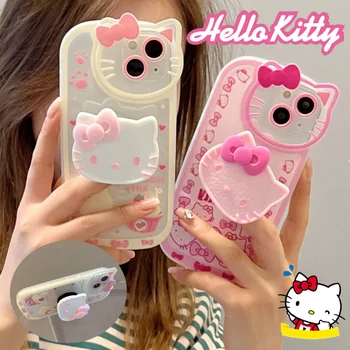 Sanrio Hello Kitty Telefon Caz pentru IPhone 14 13 11 12 Pro Max X XR XS 7 8 Plus cu Suport din Silicon rezistent la Șocuri Capacul din Spate