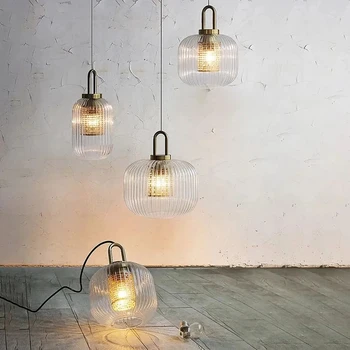 Nordic Designer de Sticlă Bandă Lumini Pandantiv de Iluminat cu LED-uri Lampă de Pandantiv Living Bucatarie Corpuri de iluminat de Interior Decor Acasă Luminaria