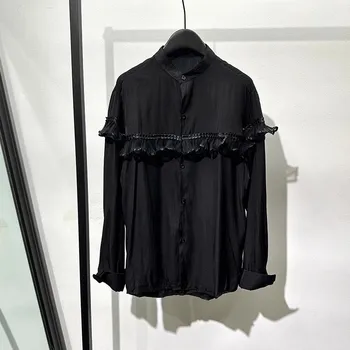 Owen Bolnav Barbati Casual, Camasi Stil Gotic Bărbați Îmbrăcăminte de Primăvară de sex Masculin High Street Toamna Tricouri Negre