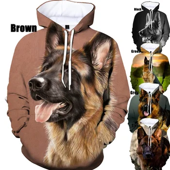 Unisex Câine Amuzant hanorace Imprimate 3D bărbați/femei Drăguț Ciobanesc German Topuri Grafic pulover hoodies