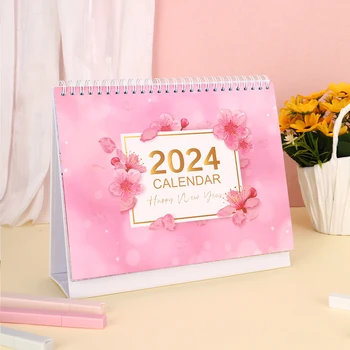 2024 Styling Calendar Roz Uri Desktop Creative Calendar De Birou Punch Card De Memorie Plan Zilnic Săptămânal Lunar Plan