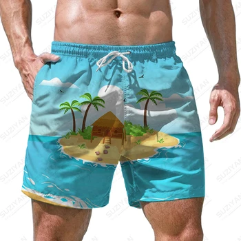 Vara Înot Bărbați pantaloni Scurți de Moda de Imprimare 3d Trunchiuri de Înot Sport Lejere de Plajă Pantaloni Casual de Vacanță Vacanță de Înot Trunchiuri