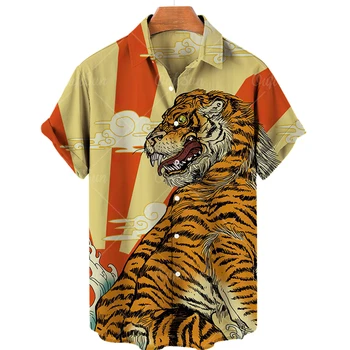 Tigru Animal Tricou Barbati Imprimat 3d Moda Animal Maneca Scurta Top Vrac Supradimensionate Cămașă Bărbați Îmbrăcăminte de Epocă