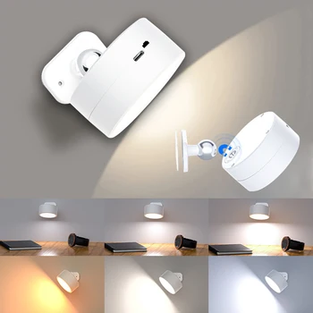 USB Lampă de Perete, Reîncărcabilă Lampă de Birou, 3 Culori LED Lumina de Noapte, Rotativ 360°, ochelari de Protecție, Cu 2000 Mah