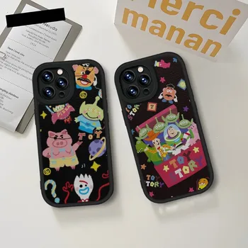 Disney Toy Story Caz de Telefon Negru Pentru IPhone 14 11 13 12 Pro Max Mini Xs X Xr 7 8 Plus SE2020 Piele Textura Moale Coque
