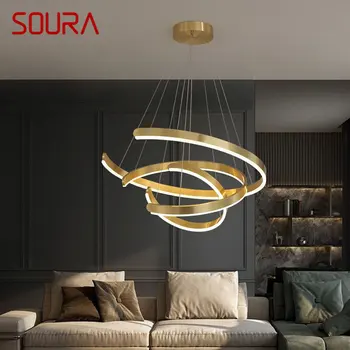 SOURA Nordic Moderne Lampă de Pandantiv Creative LED Inel de Corpuri de iluminat de Lux de Aur Candelabru Lumina Pentru Casa Living Decor Dormitor