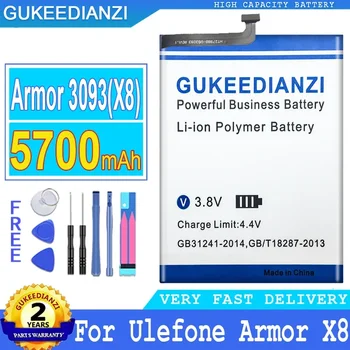 GUKEEDIANZI Baterie pentru Ulefone Armura X8, Baterii de schimb, de Mare Putere Baterie, Instrumente Gratuite, 5700mAh, 3093, X8
