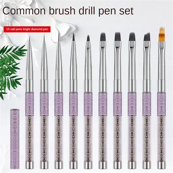 Șirag De Mărgele De Nail Art Pen Nu Este Ușor Pentru A Elimina Parul Vopsit Fototerapie Trage Linie Violet Instrumente De Manichiura Nail Art Pen Setați Funcția Pen