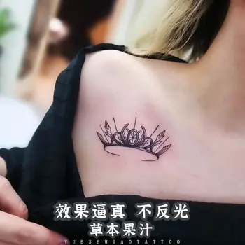 Fals Tatuaje pentru Femei Coroana Reginei Clavicula pe bază de Plante Suc de Tatuaj Autocolant rezistent la apa Hotwife Festivalul de Artă Tatuaj Temporar Corpul