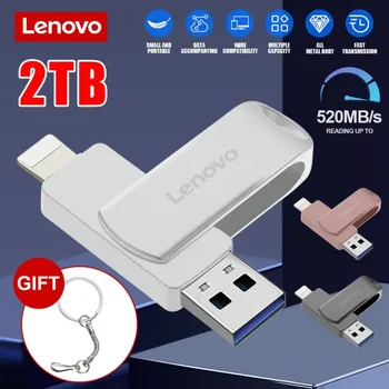 Lenovo Pendrive USB 3.0 2TB Usb C Băț de Mare Viteză Fulger TIP C OTG Pen Drive 2-ÎN-1 Unitate Flash USB Pentru Laptop/iphone/ps4