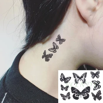 Impermeabil Tatuaj Temporar Autocolant Negru Fluture Mic Artă Tatuaj Fals Flash Tatuaj pe Încheietura Piciorului Mână de Gât pentru Bărbați Femei