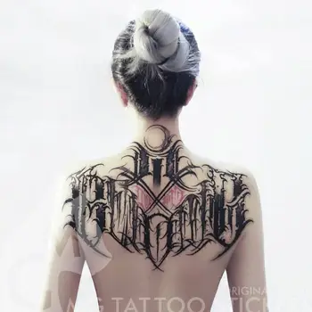 Tatuaj mare Geometrie Simplă Durată Fals Tatuaje pentru Femei Barbati Goth Tatuaje Temporare Cuplu Piept Spate de Arta Autocolante Tatuaj