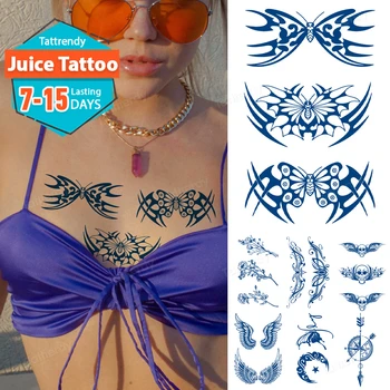 piept de tatuaj body art suc de cerneală naturale impermeabil tatuaj temporar autocolant cu o durată de 2 săptămâni totem flori aripă de înger anime tatoo