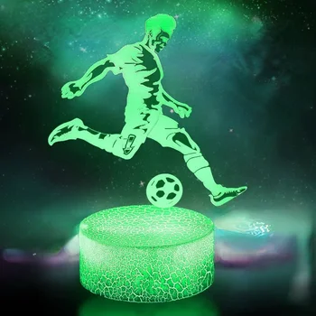 Nighdn LED Lumini de Noapte pentru Baieti de Fotbal 3D Iluzie Lampă 7 Culori Schimbare Veioza Decor Dormitor Ziua de nastere Cadou de Crăciun pentru Copii