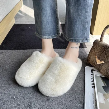 COOTELILI 2021 Noua Moda Acasă Papuci Cald Iarna Pantofi Pentru Femei Cu Pluș Apartamente Toc Negru de Bază de 2 cm Toc de Dimensiuni 35-39