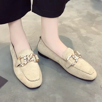 2024 Fierbinte Vanzare Pantofi pentru Femei Aluneca pe Femei Balerini Toamna Deget de la picior Pătrat de Metal Decor Solid Solft Unic Casual, Office Doamnelor Pantofi