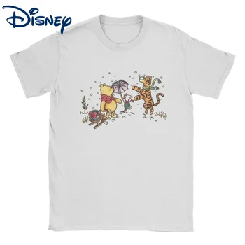 Crăciun Winnie Pooh Tigger Piglet T-Shirt pentru Barbati Femei Disney Noutate Bumbac Tricou Tricouri Plus Dimensiunea Îmbrăcăminte