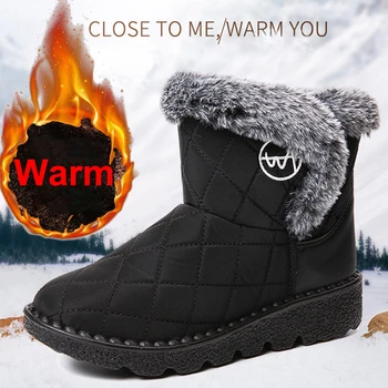 Impermeabil Cizme de Iarna pentru Femei 2023 Nou Cald Îngroșa Pluș Căptușite Zapada Ghete Femei Plus Dimensiune 43 Anti-Alunecare, tv cu Pantofi de Bumbac