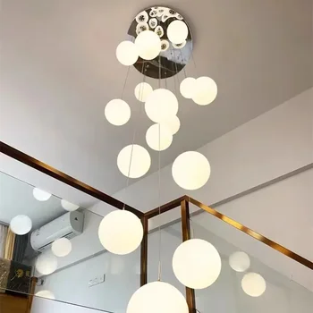 Nordic Minge de Sticlă Luminile LED pentru Living Sala de Mese Scări Mansardă Candelabru Tavan Decor Acasă Interioară corp de Iluminat