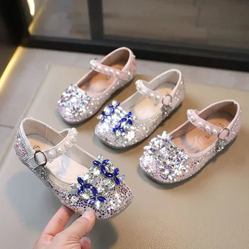 Cristal De Lux Catarama Patrati Apartamente De Balet Pentru Copii 2024 Primăvară Nouă Florale Stras Mary Jane Pantofi Fete Bling Petrecere Zapatos