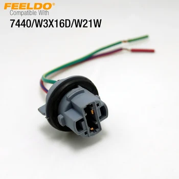 FEELDO 10buc Masina 7440/W3X16D/W21W/T20 Becuri cu LED-uri Lumini de Semnalizare Socket ale Fasciculului de cabluri Conector #FD3818