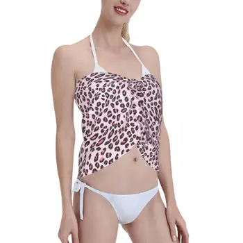 Sexy Femei Leopard De Imprimare Drăguț Poliester, Costume De Baie, Pareo Esarfa De Acoperire Up, Bikini Plaja De Acoperire Up Plaja Fuste Scurte