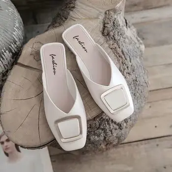 Casa Albă pentru Femei Papuci și Doamnelor Sandale Acasă Diapozitive Pantofi Low-Toc de Vară 2023 Catâri Chic Elegant Vânzare de Pantofi Casual Y Eva
