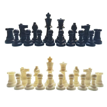 32Pcs Plastic Piese de Șah Set Portabil Turneu de Șah pentru Joc de Șah Bord R66E