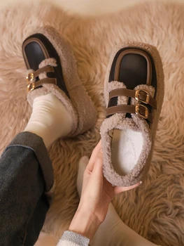 Pantofi de iarna pentru Femei de sex Feminin Încălțăminte Casual Adidas Slip-on Mocasini Toamna Blana Rochie Nouă Alunecare În Cadă de Cauciuc Med Diapozitive PU Papuci de casă