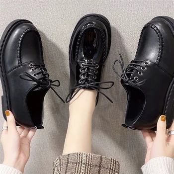 COOTELILI Pantofi Platforma Femeie Pompe Rotund Toe Rotund Deget de la picior Toc 3cm Alunecare Pe Pantofi pentru Femei Alb-Negru Mărime de Bază 35-40