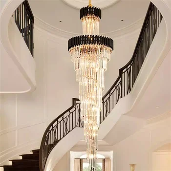 Modern de Aur Pandantiv Lampă Candelabru de Cristal de Interior Noi cu LED-uri Personaliza Design Loft Scara corp de Iluminat