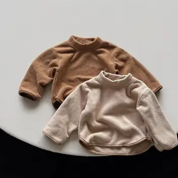 Iarna Noi Copii Cald Bottom Tricou Copil Solid Tricouri Fata De Lână Pulover Epocă Băiat Versatil Topuri Casual Haine Pentru Copii
