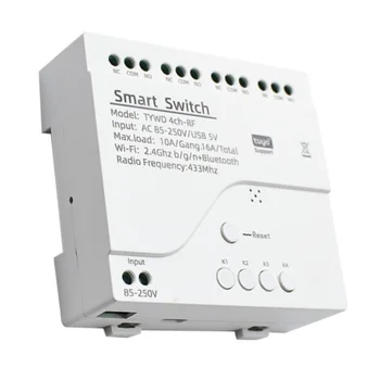 Tuya Wifi Inteligent Motor Modul Comutator RF 433 Telecomanda Radio 4 CANALE Tarasc Releu pentru Alexa Google Acasa, 4CH AC85-250V