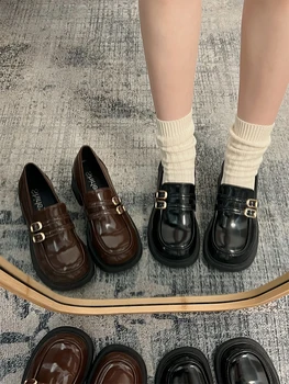 Femei Mocasini Pantofi Stil Britanic Toamna Rotund Toe Toate-Meci Casual Femei Adidași Apartamente Oxfords dantela-Preppy Toamna Noi Pe El