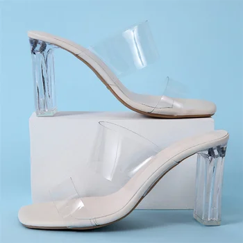 Vara Femeile Pompe de Sandale PVC Jeleu Papuci sandale Tocuri inalte Femei Plexiglas Transparent Papuci Pantofi cu Toc Sandale Clare