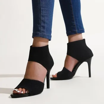 Femei Din Piele Sandale De Vară A Subliniat Toe Pantofi Femei Cu Toc Subtire Tocuri Inalte Leopord Acoperi Sandale Cu Toc