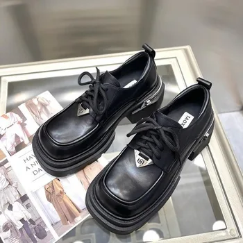 2023 Nou Pantofi Femei Toamna Rotund Toe Black Balerini Mocasini cu Non-alunecare Casual sex Feminin Mary Jane Încălțăminte Platforma Pantofi de sex Feminin
