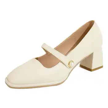 Toc gros pantofi Mary Jane feminin retro 2021 nouă de primăvară și de toamnă Hepburn stil tocuri inalte sens de design square toe pantofi