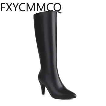 FXYCMMCQ 2024 Toamna/Iarna Culoare Solidă Pantofi pentru Femei Fermoar Lateral Tocuri foarte inalte, L9-22