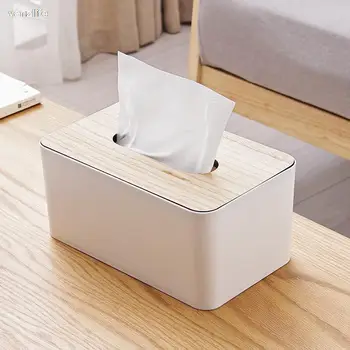 vanzlife Simplu living tava acasă living desktop prosop de hârtie, cutie de depozitare din lemn acoperi mașina de țesut cutie