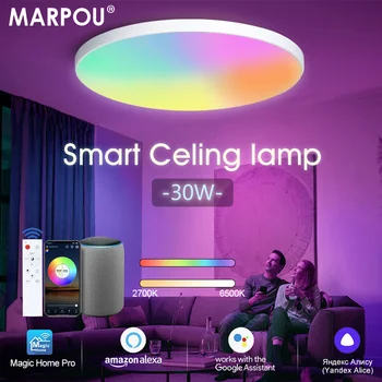 MARPOU 30W RGB Plafon Lampă de Start Google Smart LED 220V APLICAȚIA Control Vocal cu Alexa lumini pentru Dormitor Decor Acasă