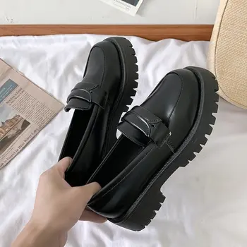 Femeie Solidă PU Negru din Piele Mocasini Zapatos Casual Femei Aluneca pe Apartamente Rotund Toe Platforma Pantofi Femei Adidași