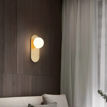 Minimalist Minge de Sticlă Lampă de Perete Nordic Dormitor cu LED-uri Camera Sconces Camera de zi Interior Corpuri de Iluminat pentru Acasă Decorare Perete