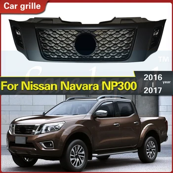 De bună Calitate ABS Mijloc Față Grill Curse Grill cu Lumini LED DRL se Potrivesc pentru Nissan Navara NP300 2016-2017 Curse Gratare